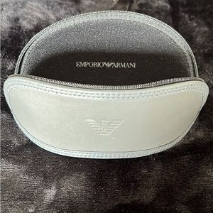 Emporio Armani Sunglasses Glasses Case Gray Zipper Opening Black Interior
